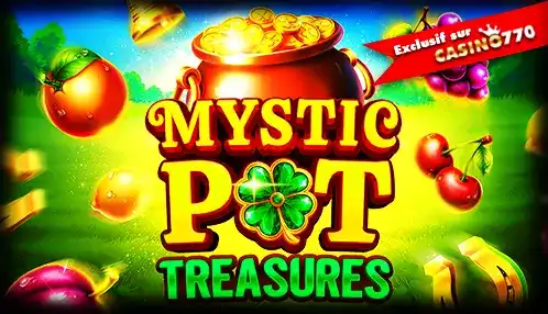 Plongez dans l'univers irlandais avec Mystic Pot Treasures, une machine à sous exclusive de Casino770 avec un chaudron rempli d'or et des trèfles porte-bonheur.