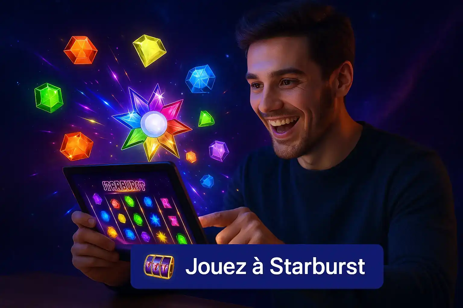 Jouez à Starburst sur Winoui - Machine à sous populaire avec un homme