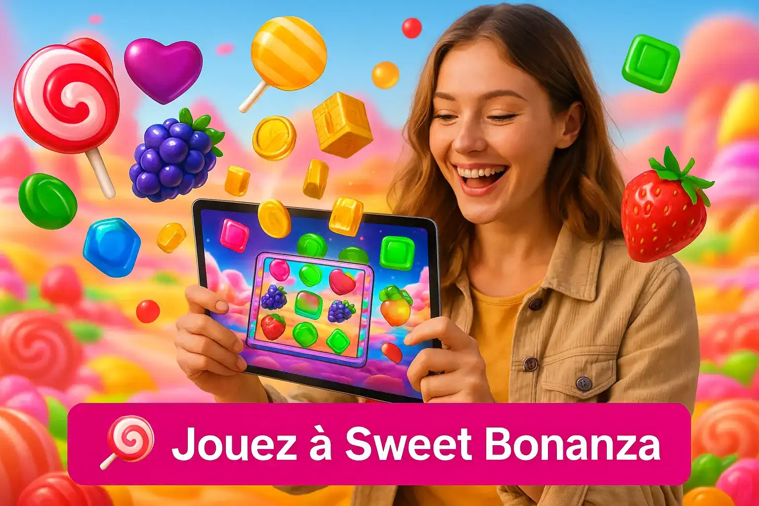 Jouez à Sweet Bonanza sur Winoui - Machine à sous colorée avec bonbons